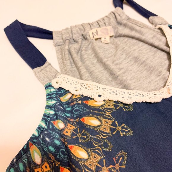 Tank Top - Lace Hem - Navy & Gray - Picture 2 of 4